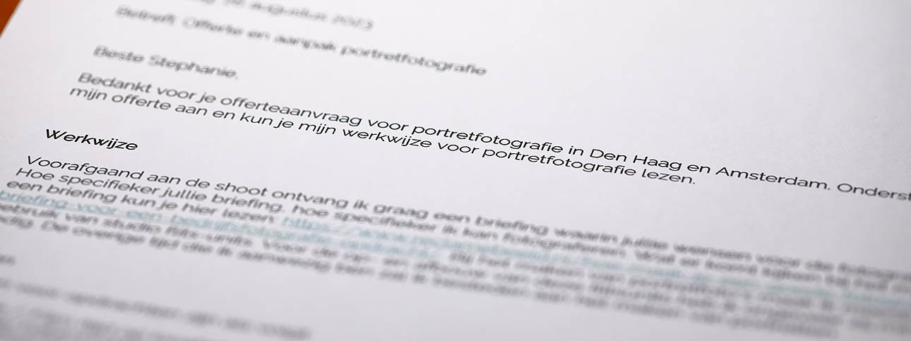 offerte voor bedrijfsfotografie met personeel tips