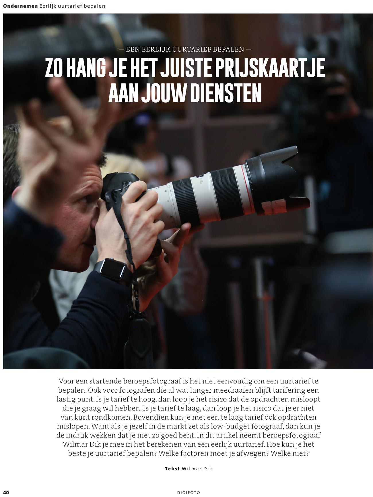 uurtarief van een fotograaf